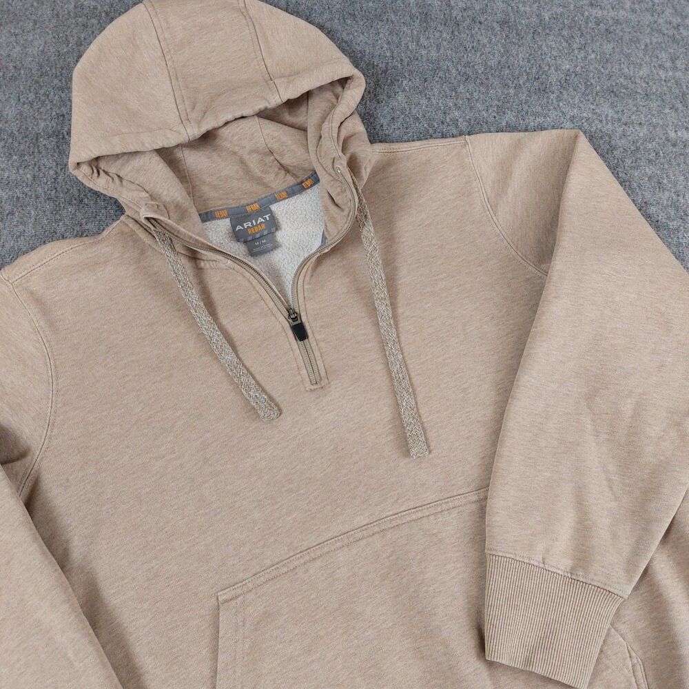 Ariat Rebar Skill Set 1/2 Zip Hoodie Sweatshirt Women’s M Beige Kangaroo Pocket